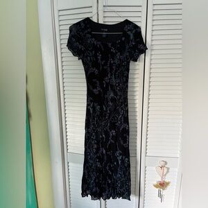 Eva Blue Black/Floral Beaded Maxi Dress